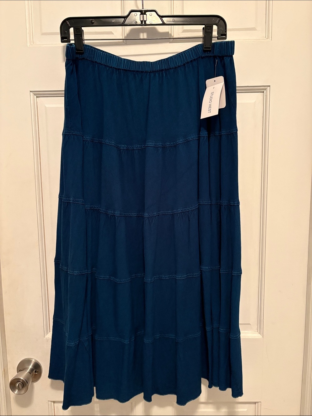 Studio West Deep Teal Tiered Maxi Skirt Size XL NWT
